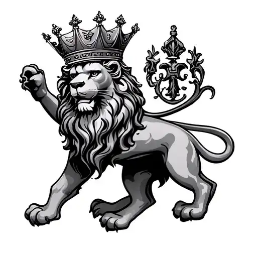 St George lion wearing a crown tattoo design idea