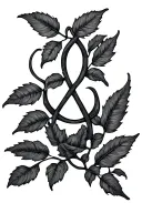 Long vine leaves that form the norse protection rune and the symbol for unconditional love tattoo design idea