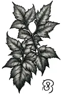Long vine leaves that form the norse protection rune and the symbol for unconditional love tattoo design idea