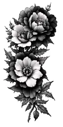 decayed  flowers tattoo design idea