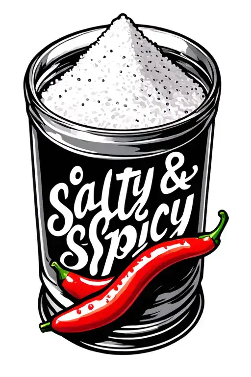 "Salty & Spicy" salt shaker and red chili pepper tattoo design idea