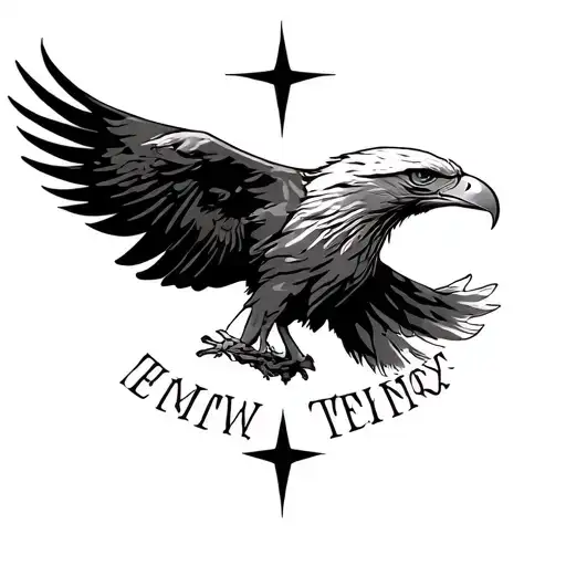eagle heart mountain stars tattoo design idea