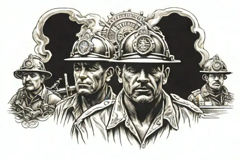 firemen, railway, Italian, Hungarian, family tattoo design idea