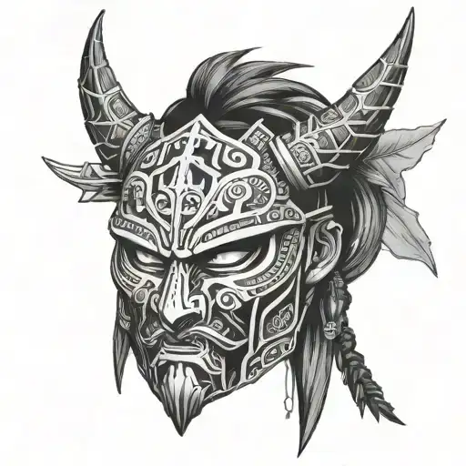 Clan Sakai Ghost of Tsushima mask tattoo design idea