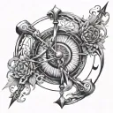 sagitarius bow and arrow evil eye fire element symbol tattoo design idea