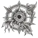 sagitarius bow and arrow evil eye fire element symbol tattoo design idea