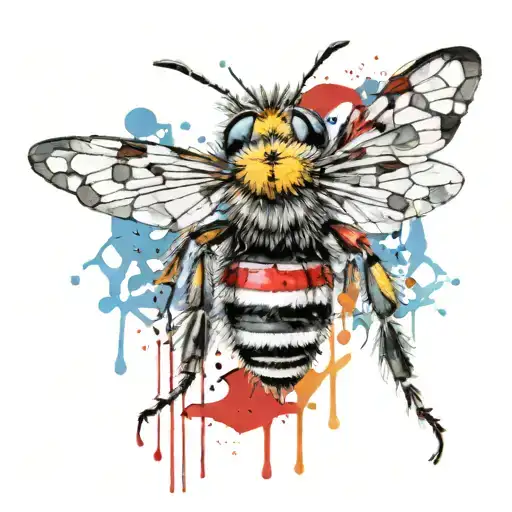 blue banded bee sitting tattoo design idea