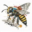 blue banded bee sitting tattoo design idea