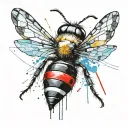 blue banded bee sitting tattoo design idea