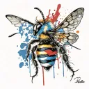blue banded bee sitting tattoo design idea
