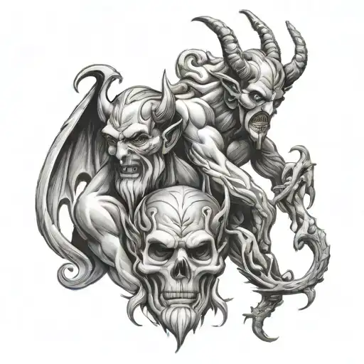 god and devil tattoo design idea
