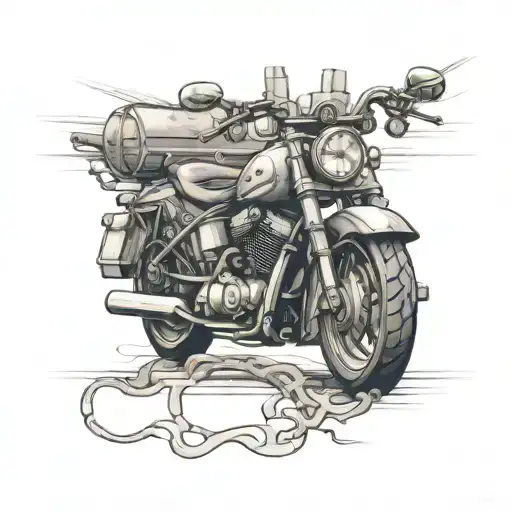 motorcycle and drilling rig tattoo design idea