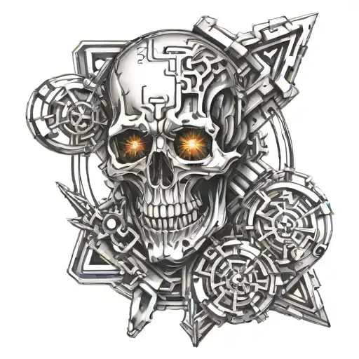 cyber sigilism cross tattoo design idea