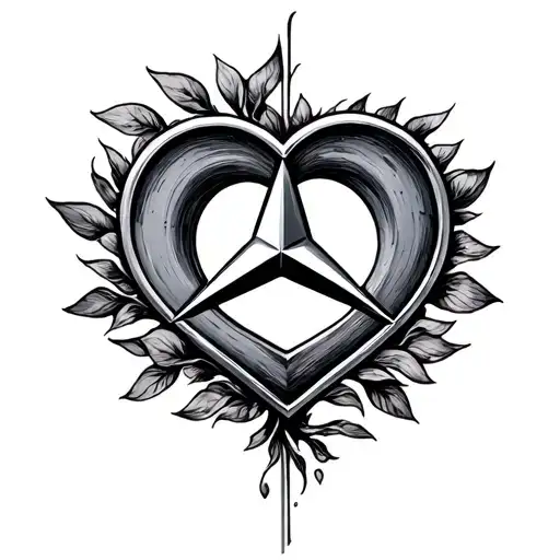 mercedes benz symbol and love tattoo design idea