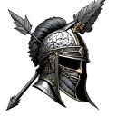Mix an arrow with a Roman helmet and a brain tattoo design idea