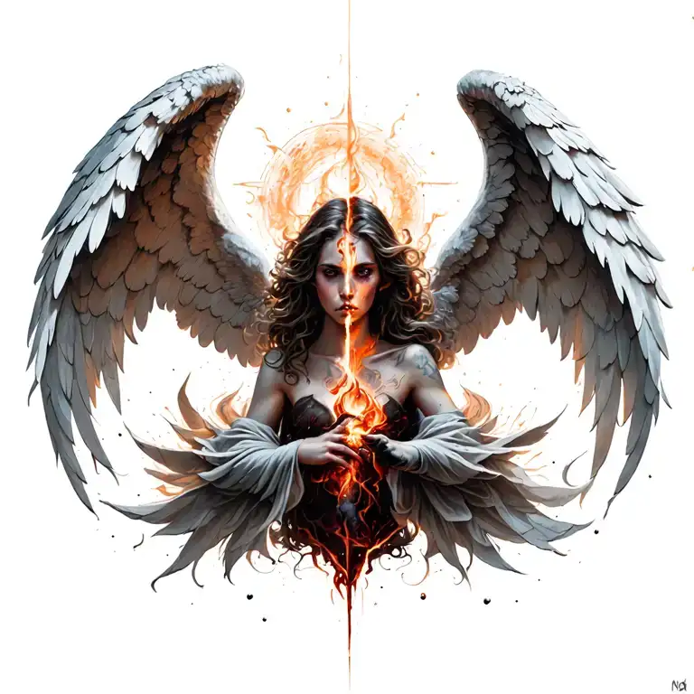 angels vs demons tattoo design idea