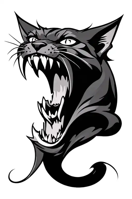 hellcat sharp teeth tattoo design idea