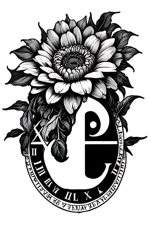roman numeral and fetus symbolizing loss grief flower tattoo design idea
