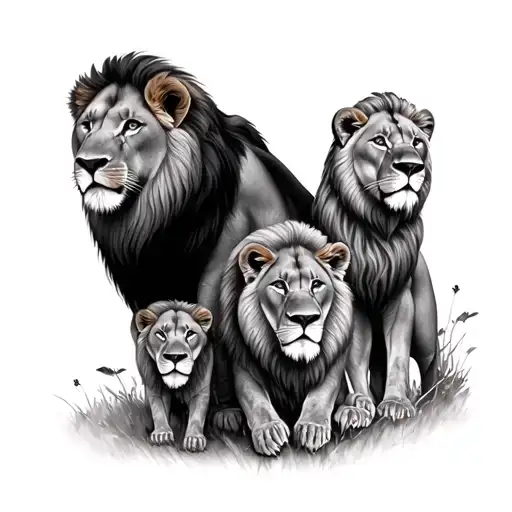 4 lion family tattoo design idea