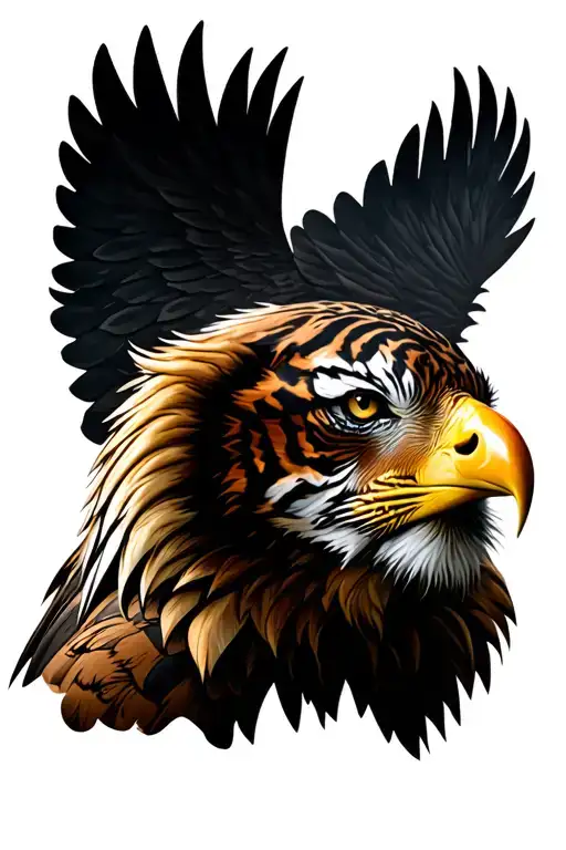 eagle with tiger face tattoo design idea