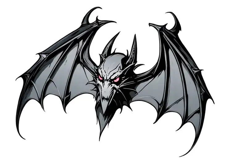 gothic cyber sigilism bat tattoo design idea
