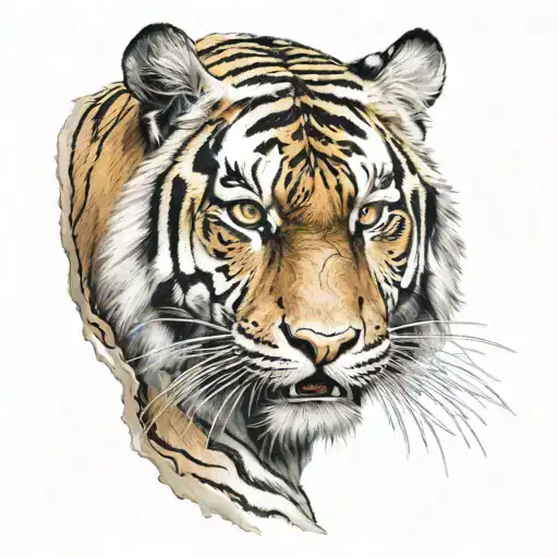 Tiger tearing human skin to reveal human expressions  tattoo design idea