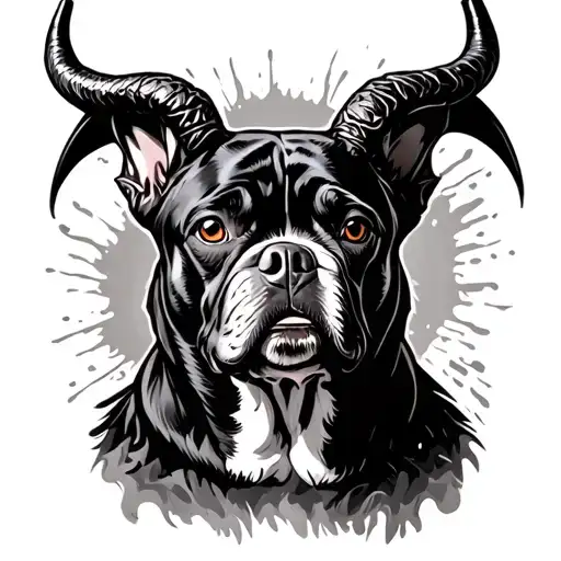 devil dog surrounded tattoo design idea