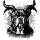devil dog surrounded tattoo design idea