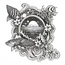 ocean theme with space elements tattoo design idea