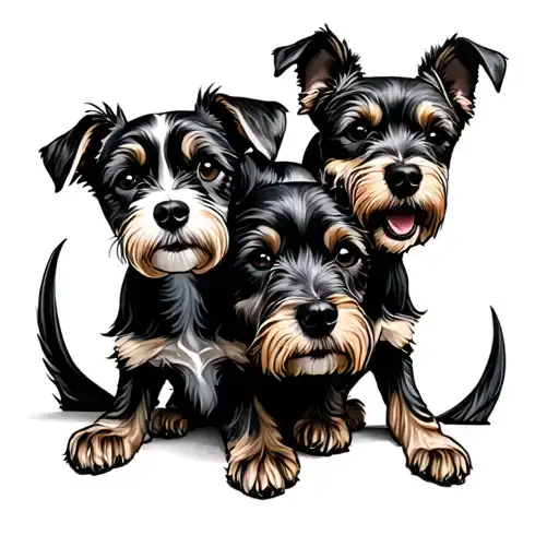 memory of three dogs tattoo design idea
