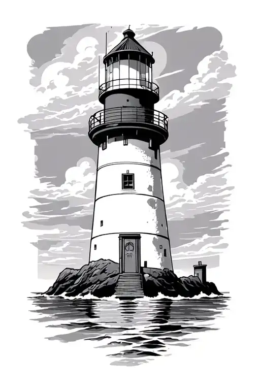 lighthouse, stage set tattoo design idea