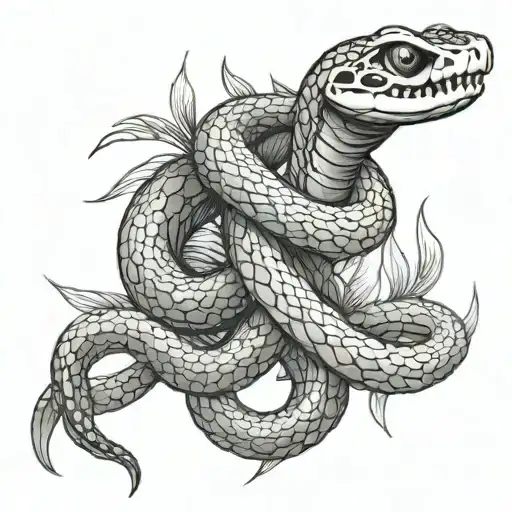 snake with gaps in the skeleton tattoo design idea