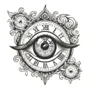 clock inside eye tattoo design idea