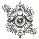 clock inside eye tattoo design idea
