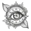 clock inside eye tattoo design idea