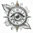 clock inside eye tattoo design idea