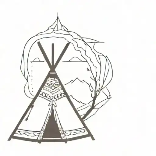teepee, wild west tattoo design idea