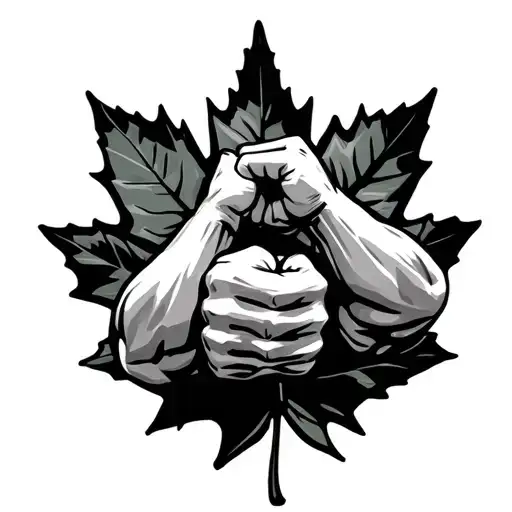 gold medal, 1, arm wrestling, maple leaf tattoo design idea