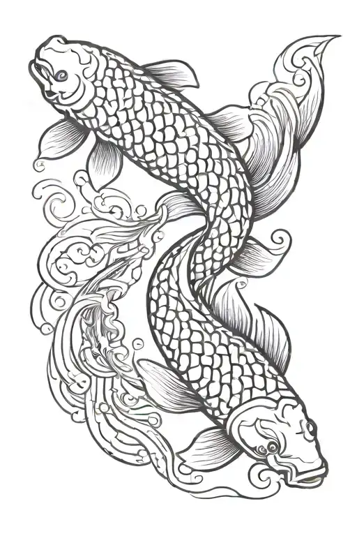 koi fish outline tattoo design idea