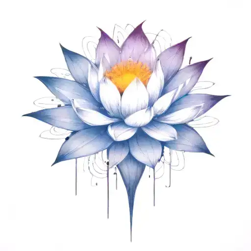 add trajectories surrounding lotus. use dark space colors replace the lighter pedals with darker colors tattoo design idea