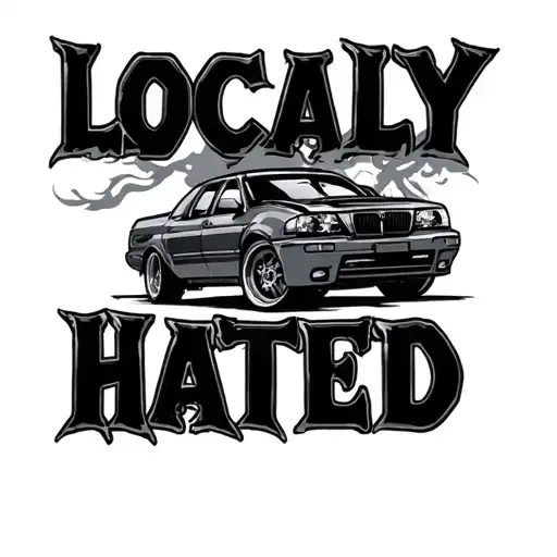"Locally hated " mechanics, car parts, smoke tattoo design idea