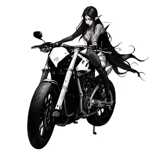 Create a solo leveling igris character with nezha reborn bike and face of jinwoo with an elf girlfriend and his hand lik tattoo design idea