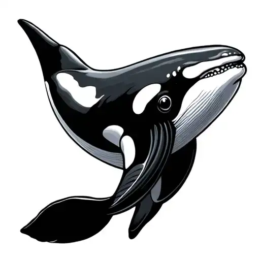 semi colon orca swimming tattoo design idea