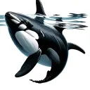 semi colon orca swimming tattoo design idea