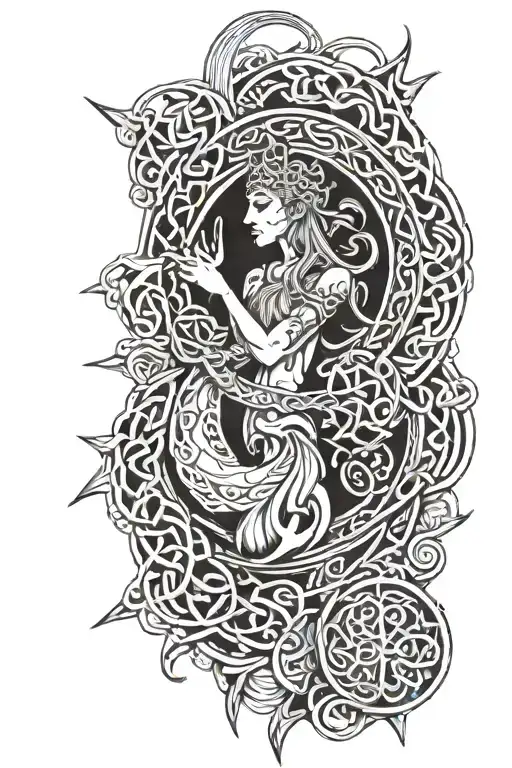 celtic pagan, Tuatha Dé Danann, Lugh, The Dagda tattoo design idea