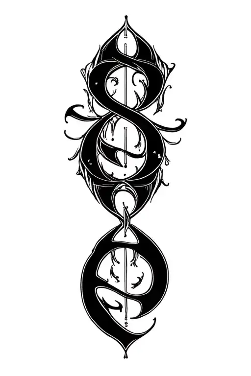 Ambigram thats a mirror of the words Love and Pain. Reading it from one angle it will read love. flip 180, pain tattoo design idea