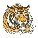 tiger face roaring tattoo design idea