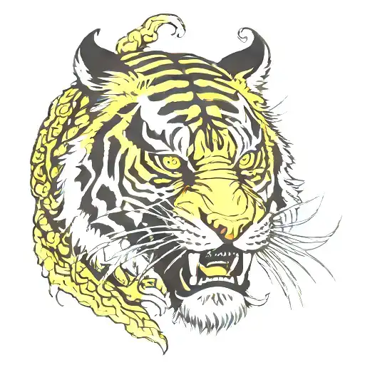 tiger face roaring tattoo design idea