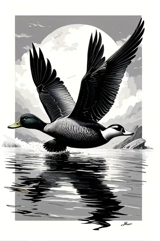 ducks flying tattoo design idea