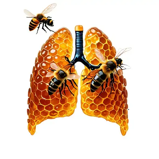honey comb lungs with bees  tattoo design idea